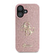 Голям калъф Guess Fixed Glitter 4G за iPhone 16 - розов