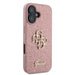 Голям калъф Guess Fixed Glitter 4G за iPhone 16 - розов