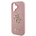 Голям калъф Guess Fixed Glitter 4G за iPhone 16 - розов