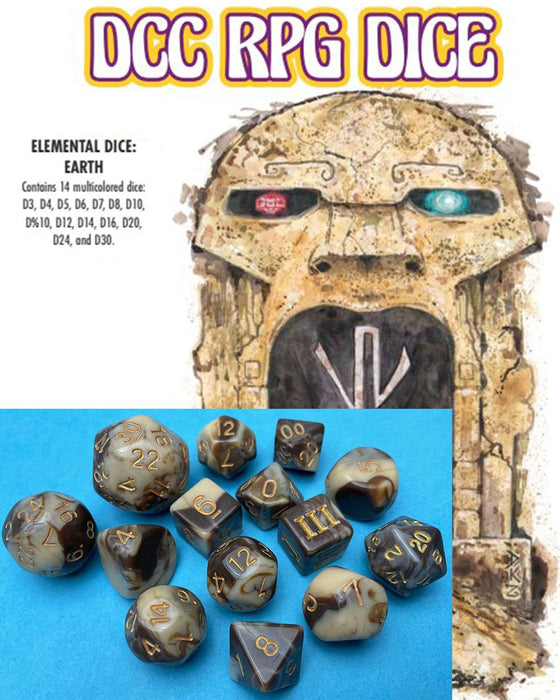 Комплект зарове Goodman Games - Dungeon Crawl Classics RPG: Elemental Dice Set - Earth (14 бр.)