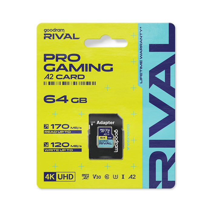 GOODRAM RIVAL M2AA 64 GB MicroSDXC V30 A2 UHS-I U3 + адаптер (GGSM2AA-0640R12)