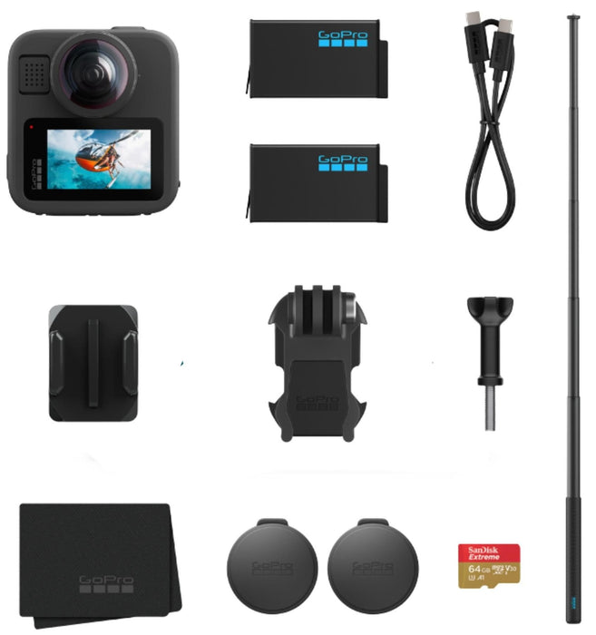 Екшън камера GoPro - Max2 Accessories Bundle, черна
