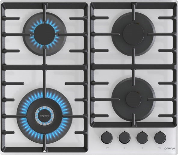 Вграден кухненски робот Gorenje GTW642SYW, газ, бял, 60 см, 4 зони