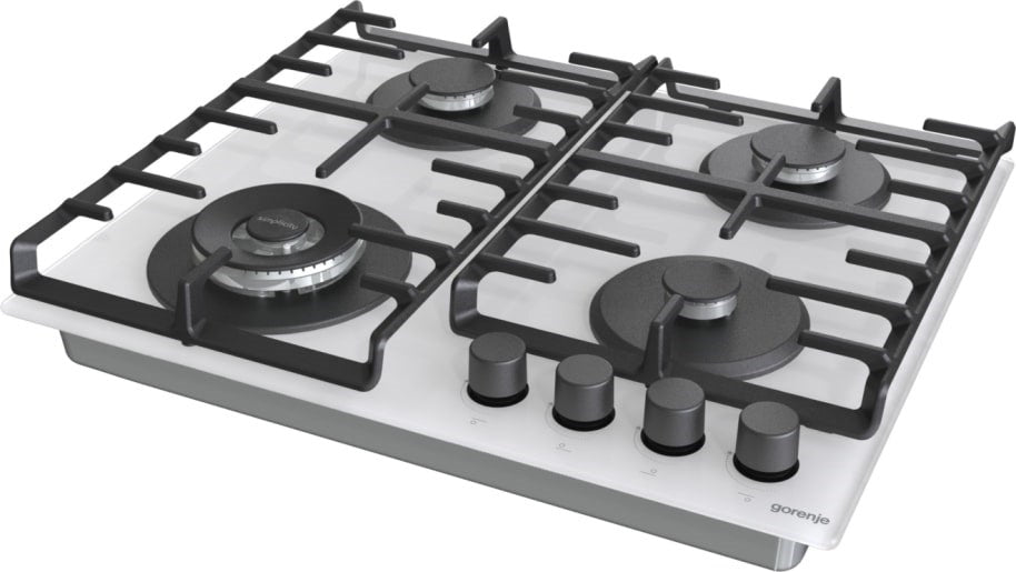 Вграден кухненски робот Gorenje GTW642SYW, газ, бял, 60 см, 4 зони
