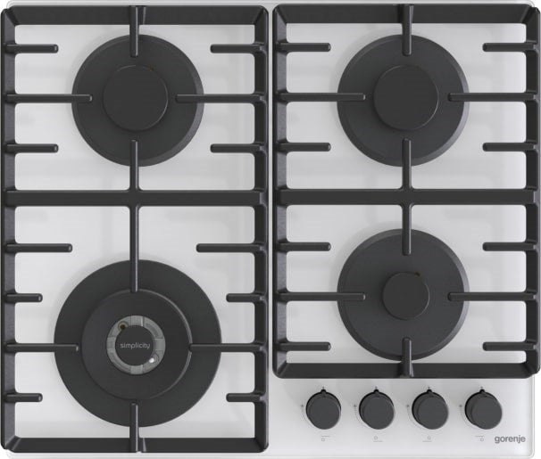 Вграден кухненски робот Gorenje GTW642SYW, газ, бял, 60 см, 4 зони