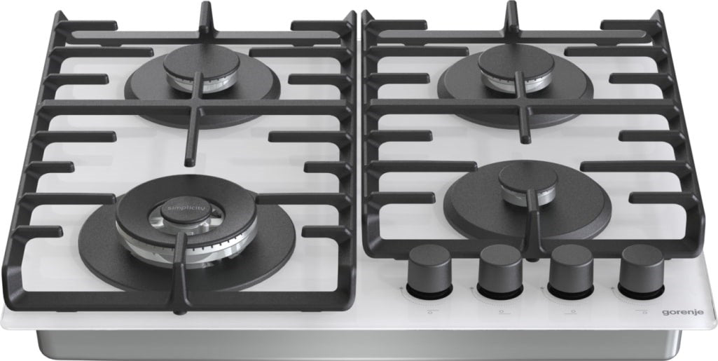 Вграден кухненски робот Gorenje GTW642SYW, газ, бял, 60 см, 4 зони