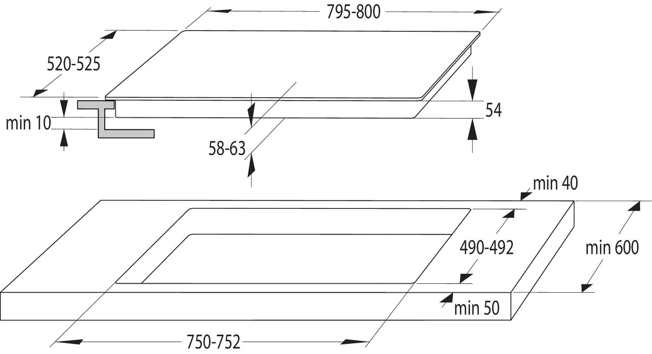 Gorenje GI8421BSC Вграден индукционен котлон 80 cm 4 зона(и) Черен