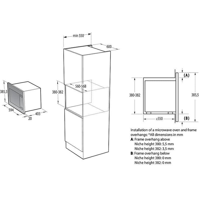 Микровълнова за вграждане GORENJE BMI251SG3BG