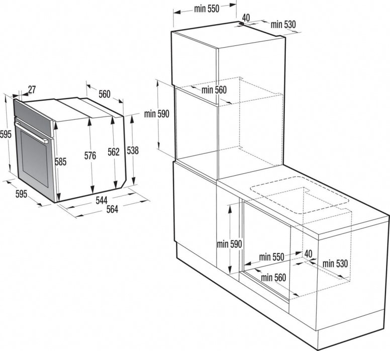 Фурна за вграждане GORENJE BOP6373E28EBG, 77 л, AirFry, PyroClean