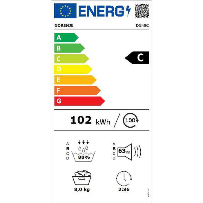 Сушилня GORENJE DG48C, 8 кг, Термопомпа, Wi-Fi