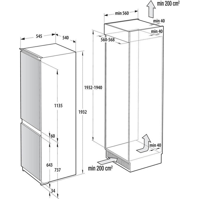 Хладилник за вграждане GORENJE NRKI519E41, 284 л, NoFrost, 193.2 см