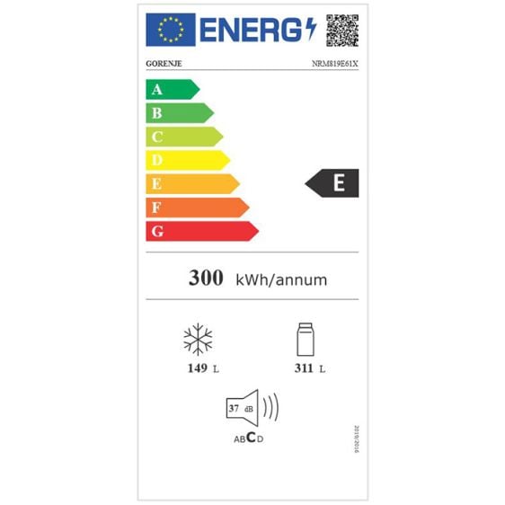 Хладилник с фризер GORENJE Side by Side NRM819E61X, 460 л, NoFrost Plus, 190 см