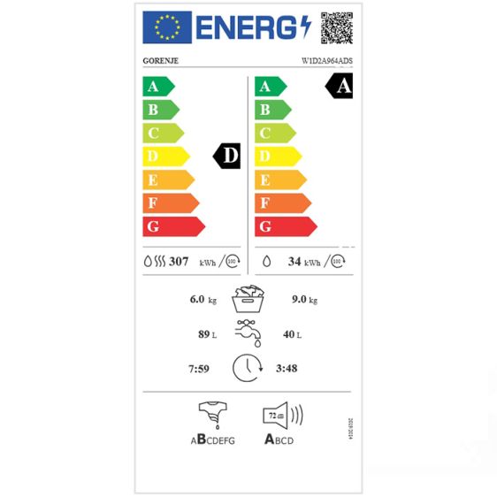 Пералня със сушилня GORENJE W1D2A964ADS, 9/6 кг, 1400 об/мин.