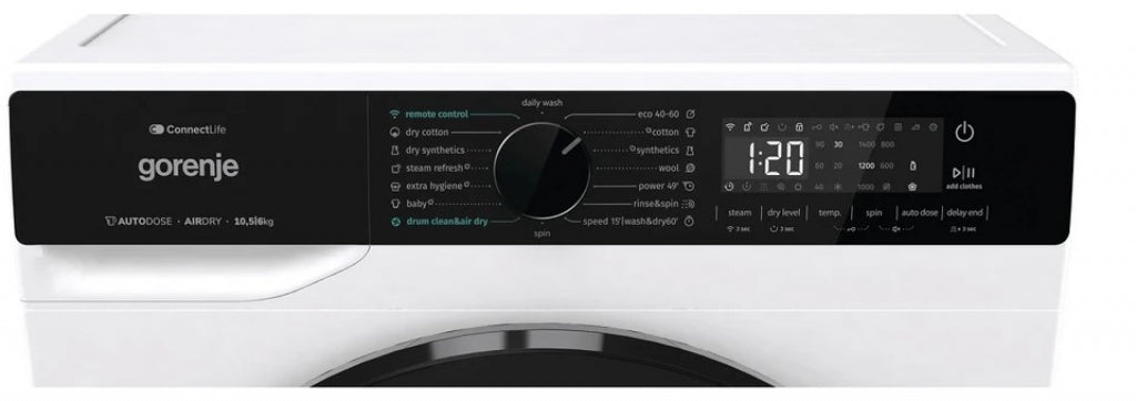 Пералня със сушилня GORENJE WD2PA1X64ADAAW, 10.5/6 кг, AutoDose, DrumClean, 1400 об/мин.