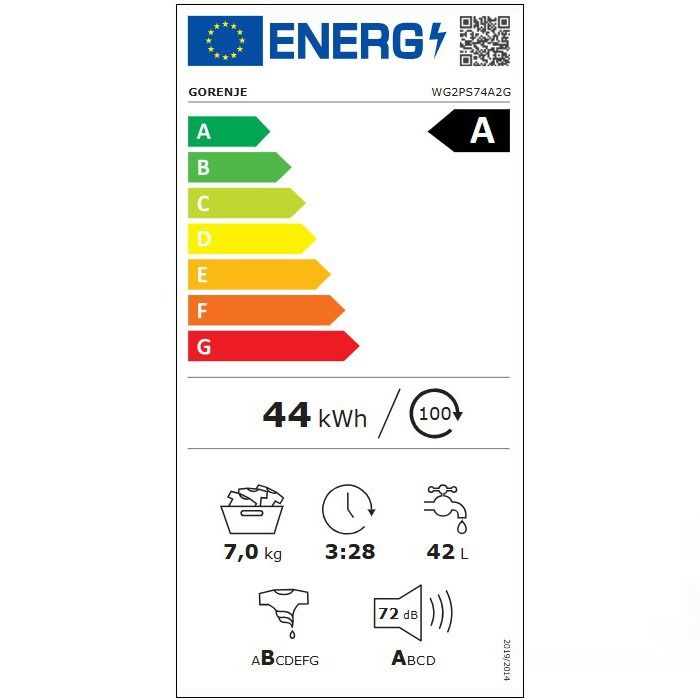 Пералня GORENJE WG2PS74A2G, 7 кг, 1400 об/мин
