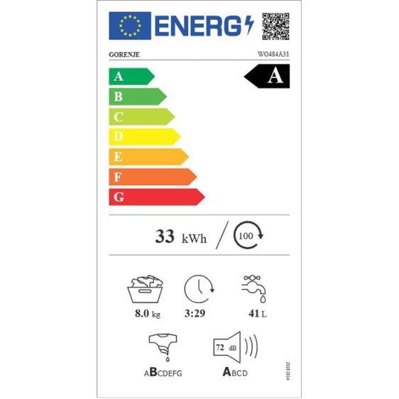 Пералня GORENJE WG484A31 8 кг, 1400 об/мин