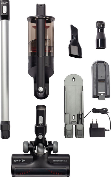 Gorenje | Прахосмукачка Handstick 2в1 | SVC252FMBK | Безжична работа | Handstick и Handheld | 35 W | 25,2 V | Време на работа (макс.) 45 мин | Черно | Гаранция 24 месеца | Гаранция на батерията 12 месеца