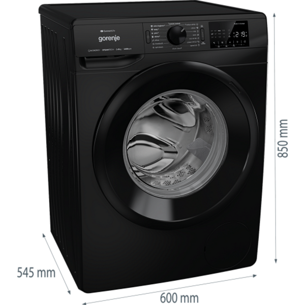 Пералня GORENJE WPNEI84A1SW/B, 8 кг, ConnectLife, 1400 об/мин. Черна