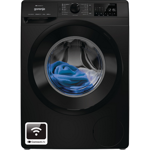 Пералня GORENJE WPNEI84A1SW/B, 8 кг, ConnectLife, 1400 об/мин. Черна