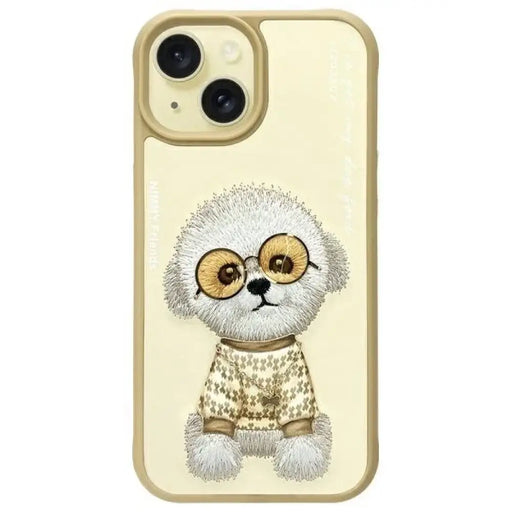 Готин калъф за очила Nimmy за iPhone 15 - бежов
