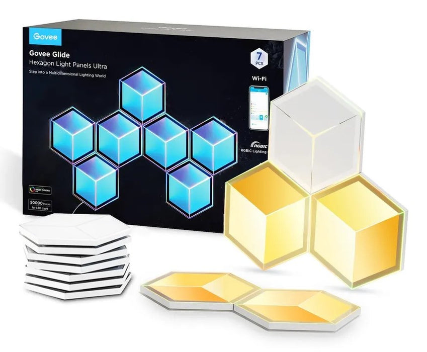 Govee H606A Glide шестоъгълни светлинни панели Ultra 7-пакет | LED осветление | RGBIC, 2.4 GHz Wi-Fi, Bluetooth