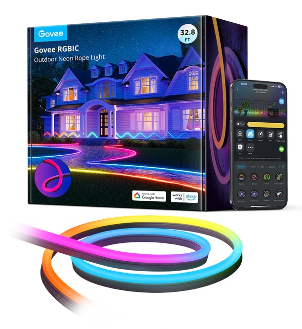 Govee H61A8 Външна неонова LED лента 10 м с Wi-Fi, Bluetooth и RGBIC