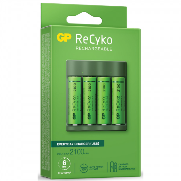 Зарядно у-во GP BATTERIES B421  210AAHCE-EB4+4 AA NiMH 2100mAh