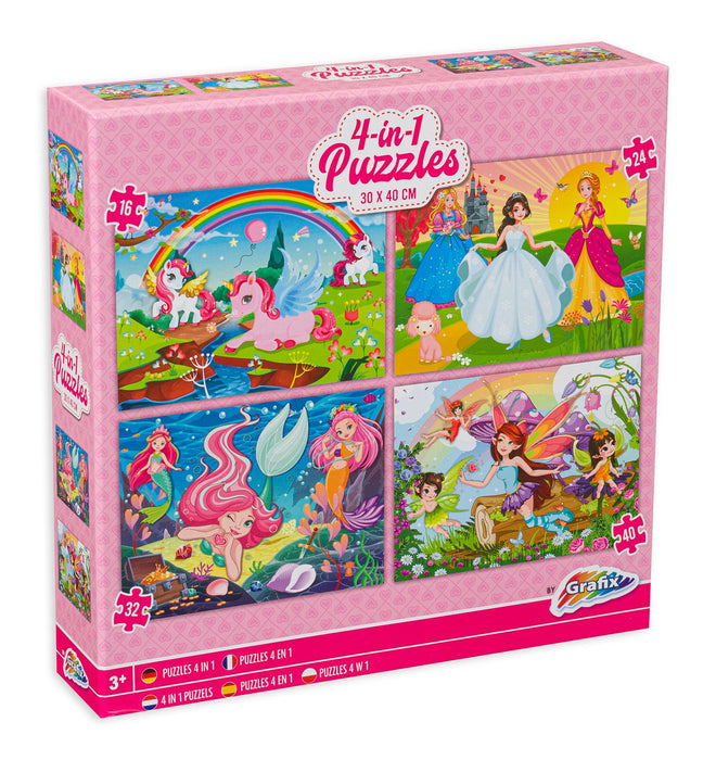Пъзел Grafix 4 в 1 - Приказни момичета