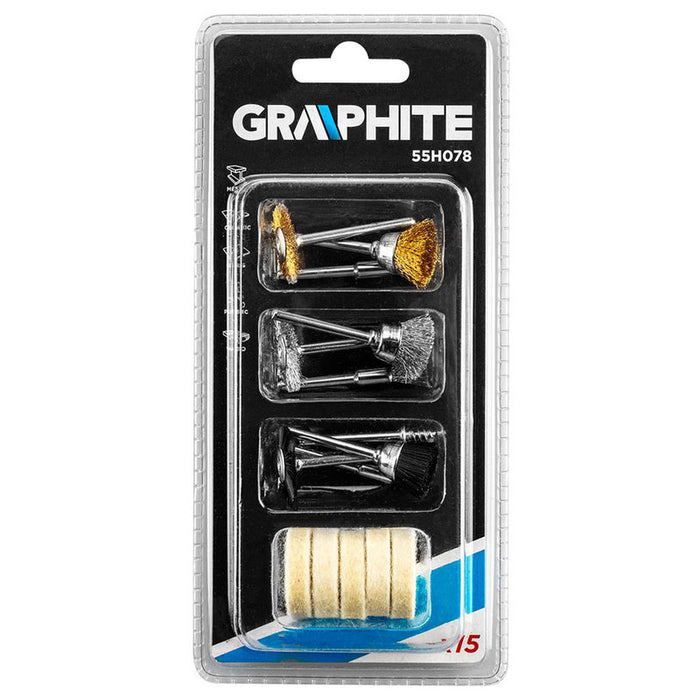 КОМПЛЕКТ ЗА МУЛТИФУНКЦИОНАЛНА ШЛАЙФ МАШИНА 15 БРОЯ GRAPHITE 55H078