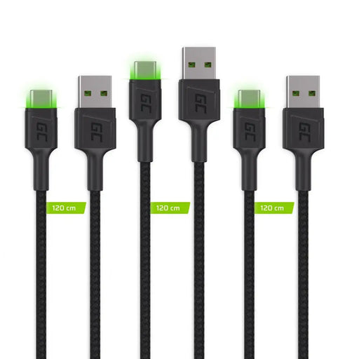 Green Cell KABGCSET03 USB кабел 2 м USB A USB C Черен