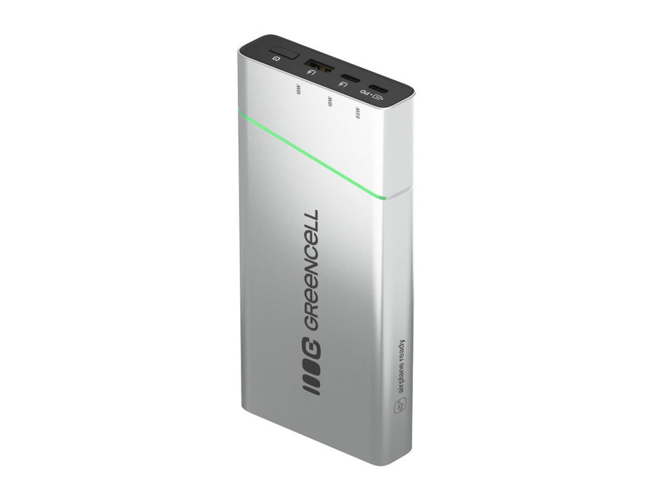 Green Cell PBPLGC20P външна батерия Литиево-йонна (Li-Ion) 20800 mAh Алуминий, Черен, Зелен, Светлосив, Сребрист