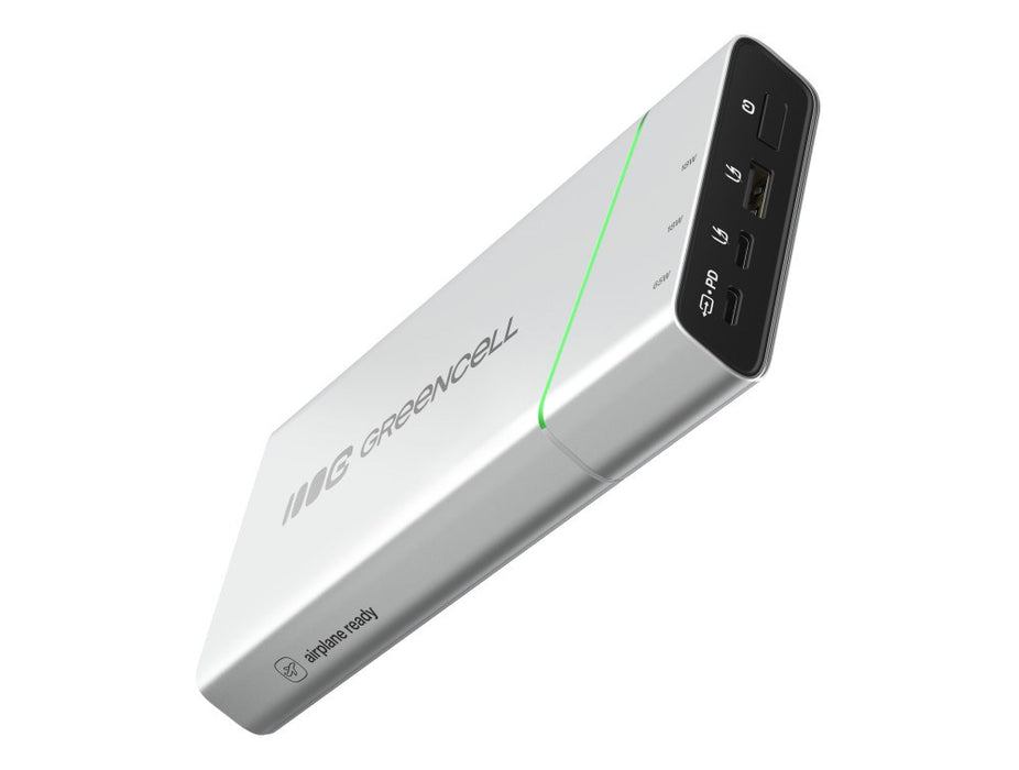 Green Cell PBPLGC20P външна батерия Литиево-йонна (Li-Ion) 20800 mAh Алуминий, Черен, Зелен, Светлосив, Сребрист