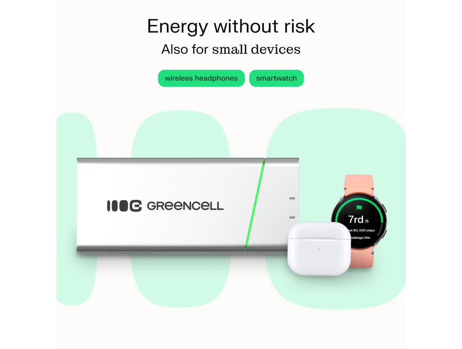 Green Cell PBPLGC20P външна батерия Литиево-йонна (Li-Ion) 20800 mAh Алуминий, Черен, Зелен, Светлосив, Сребрист