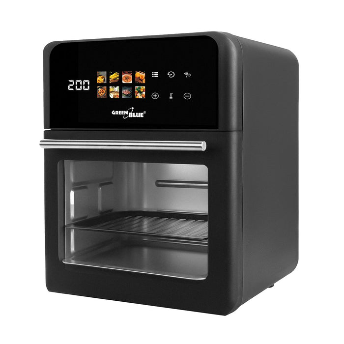 GreenBlue ФРИТЮРНИК С ВЪЗДУХ Безмаслен фритюрник с горещ въздух, 1800 W, капацитет 10 л, 8 програми, аксесоари, таймер, GB950