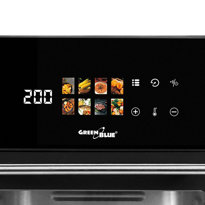 GreenBlue ФРИТЮРНИК С ВЪЗДУХ Безмаслен фритюрник с горещ въздух, 1800 W, капацитет 10 л, 8 програми, аксесоари, таймер, GB950