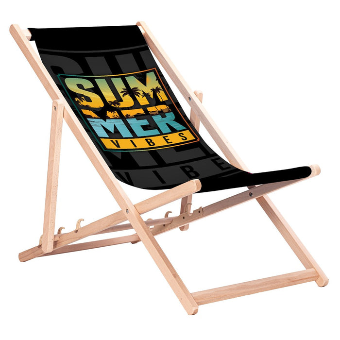 GreenBlue GB183 Класически шезлонг от бук с принт "Summer Vibes"