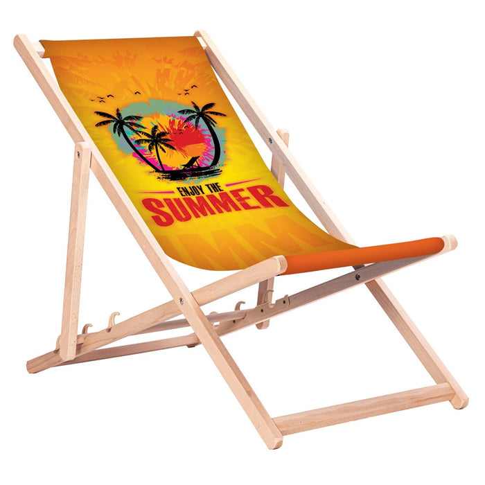 GreenBlue GB183 Класически шезлонг от бук с принт "Enjoy The Summer"