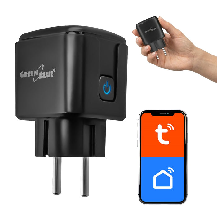 GreenBlue WiFi контакт с дистанционно управление, Android/iOS/Alexa/Google Home, таймер, ватметър, макс. 16A/3840W, GB735 B