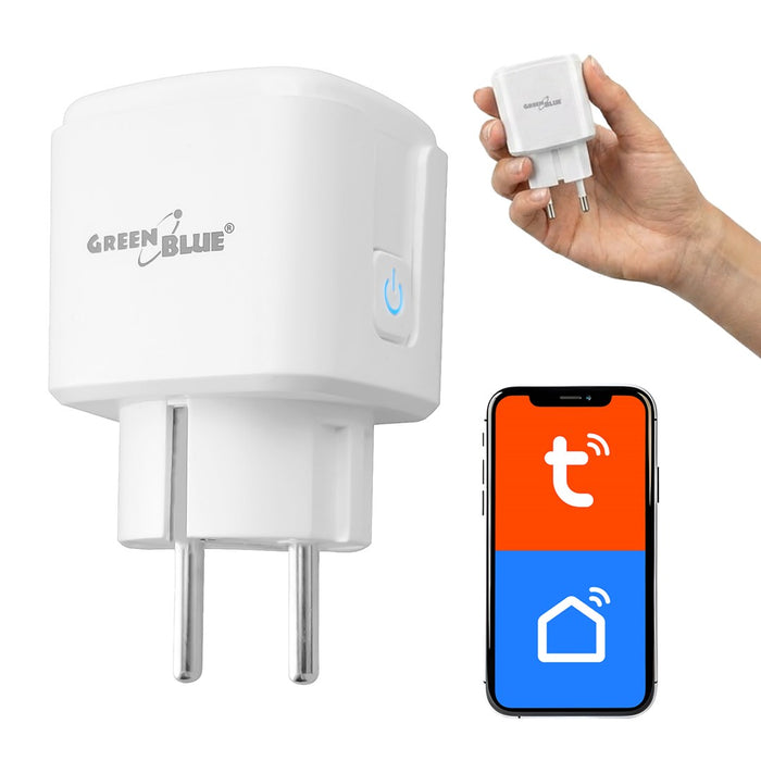 GreenBlue WiFi контакт с дистанционно управление, Android/iOS/Alexa/Google Home, таймер, ватметър, макс. 16A/3840W, GB735 W
