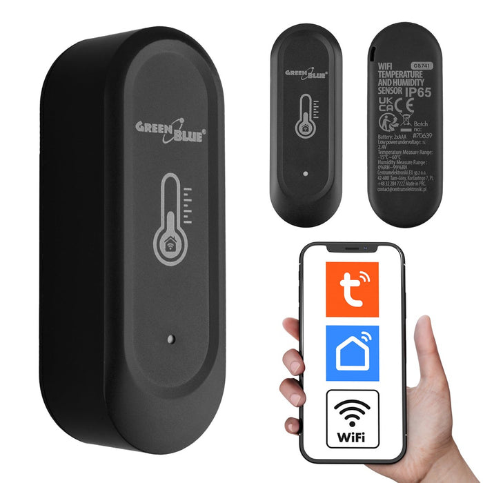 GreenBlue Външен WiFi сензор за температура и влажност, Android/iOS, 3.0V DC, LR03x2, IP65, GB741