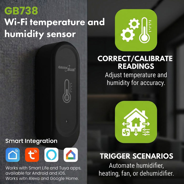 GreenBlue Външен WiFi сензор за температура и влажност, Android/iOS, 3.0V DC, LR03x2, IP65, GB741