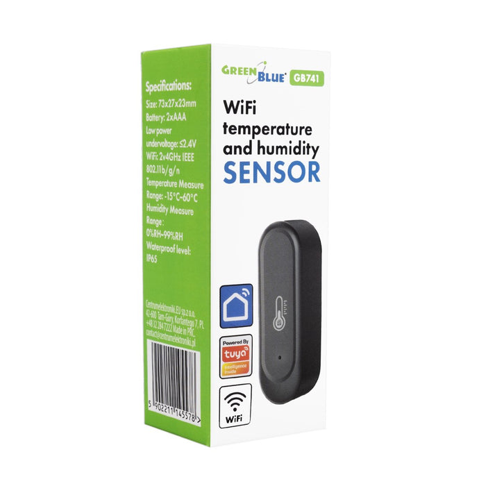 GreenBlue Външен WiFi сензор за температура и влажност, Android/iOS, 3.0V DC, LR03x2, IP65, GB741