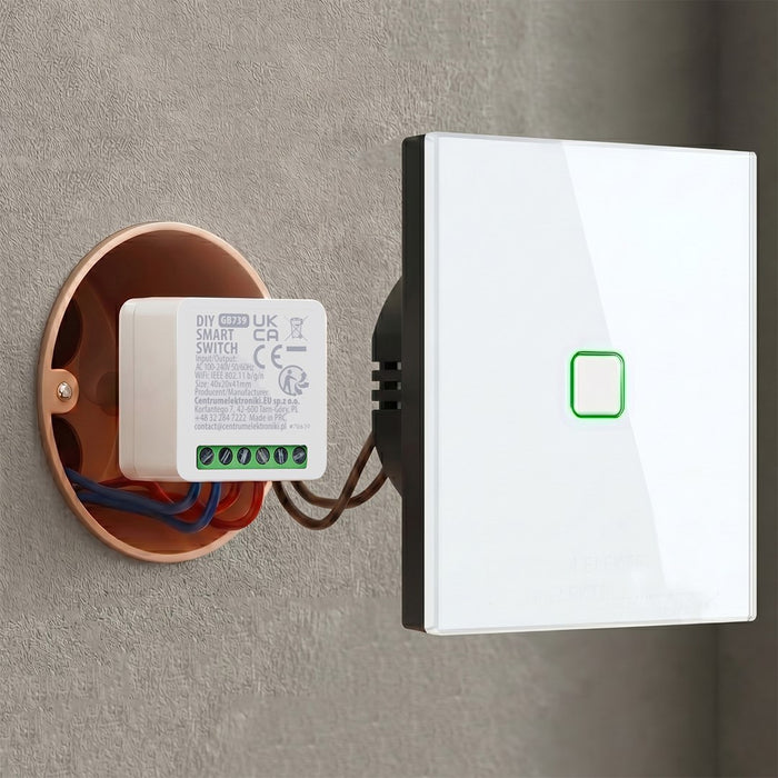 GreenBlue WiFi реле за вграден монтаж, Android/iOS/Alexa/Google Home, 100–240 V AC, 50/60 Hz, макс. 16 A, за 150 W LED диоди, GB739