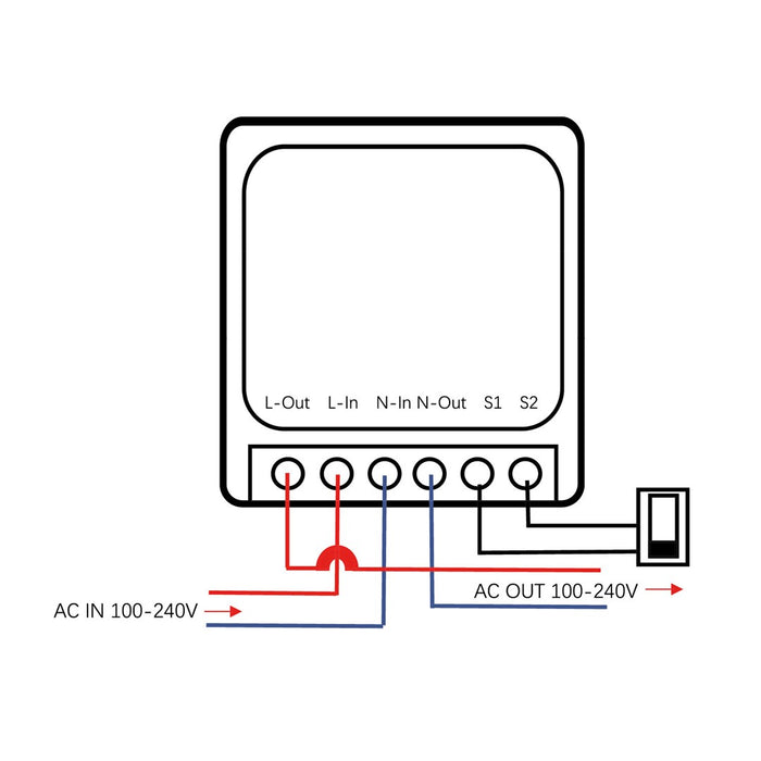 GreenBlue WiFi реле за вграден монтаж, Android/iOS/Alexa/Google Home, 100–240 V AC, 50/60 Hz, макс. 16 A, за 150 W LED диоди, GB739