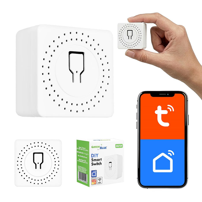 GreenBlue WiFi реле за вграден монтаж, Android/iOS/Alexa/Google Home, 100–240 V AC, 50/60 Hz, макс. 16 A, за 150 W LED диоди, GB739