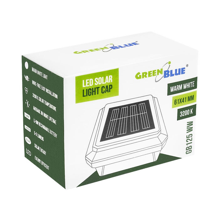 Соларна LED стълбова лампа GreenBlue, 60x40 мм, с форма на плик, 3200K, GB125 WW