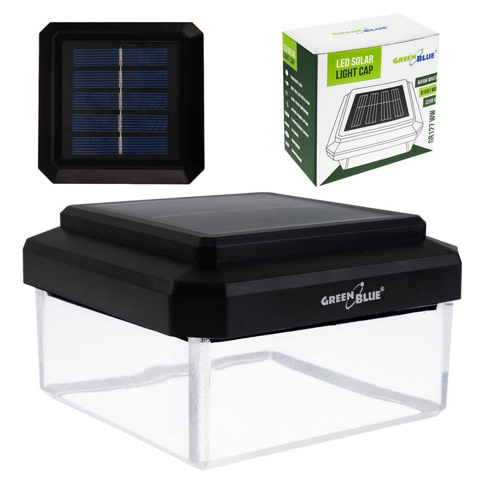 Соларна LED стълбова лампа GreenBlue, 80x80 мм, с форма на плик, 3200K, GB127 WW