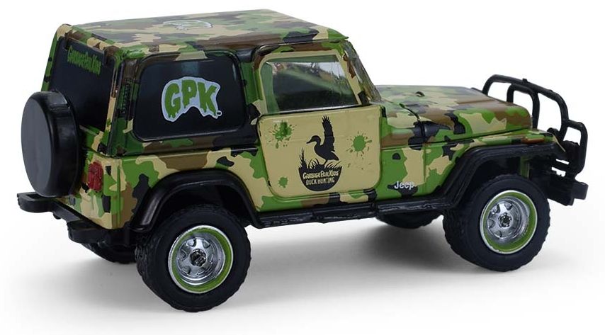 Колекционерски модел Greenlight Съвременни: Автомобили - Jeep YJ (Duck Cal Solid Pack) (Garbage Pail Kids Series 8) (1991)