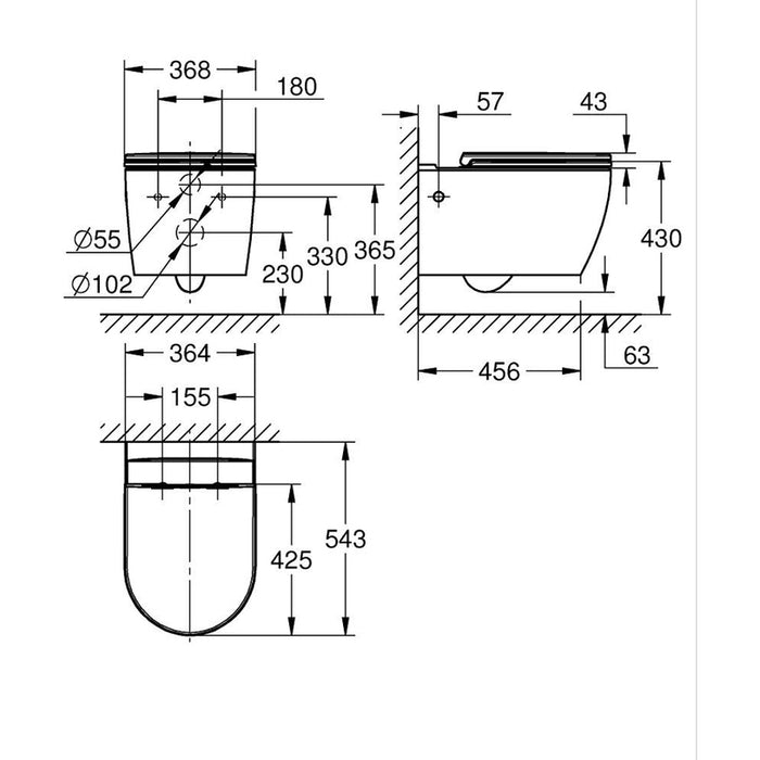 КОНЗОЛНА ТОАЛЕТНА START ROUND CERAMIC GROHE 103848SH00