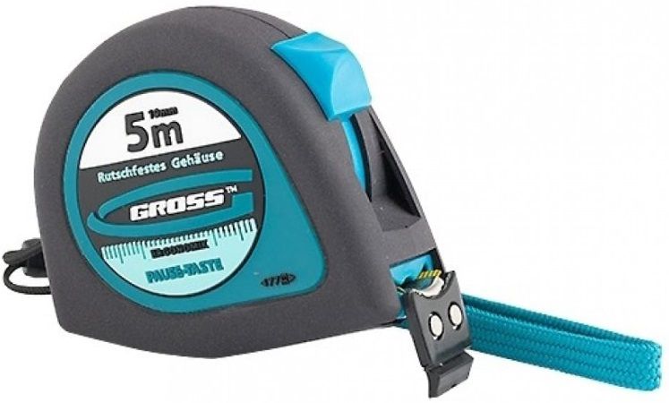 Ролетка Gross - Ergonomisch, 5 m x 19 mm, магнитен гумиран накрайник